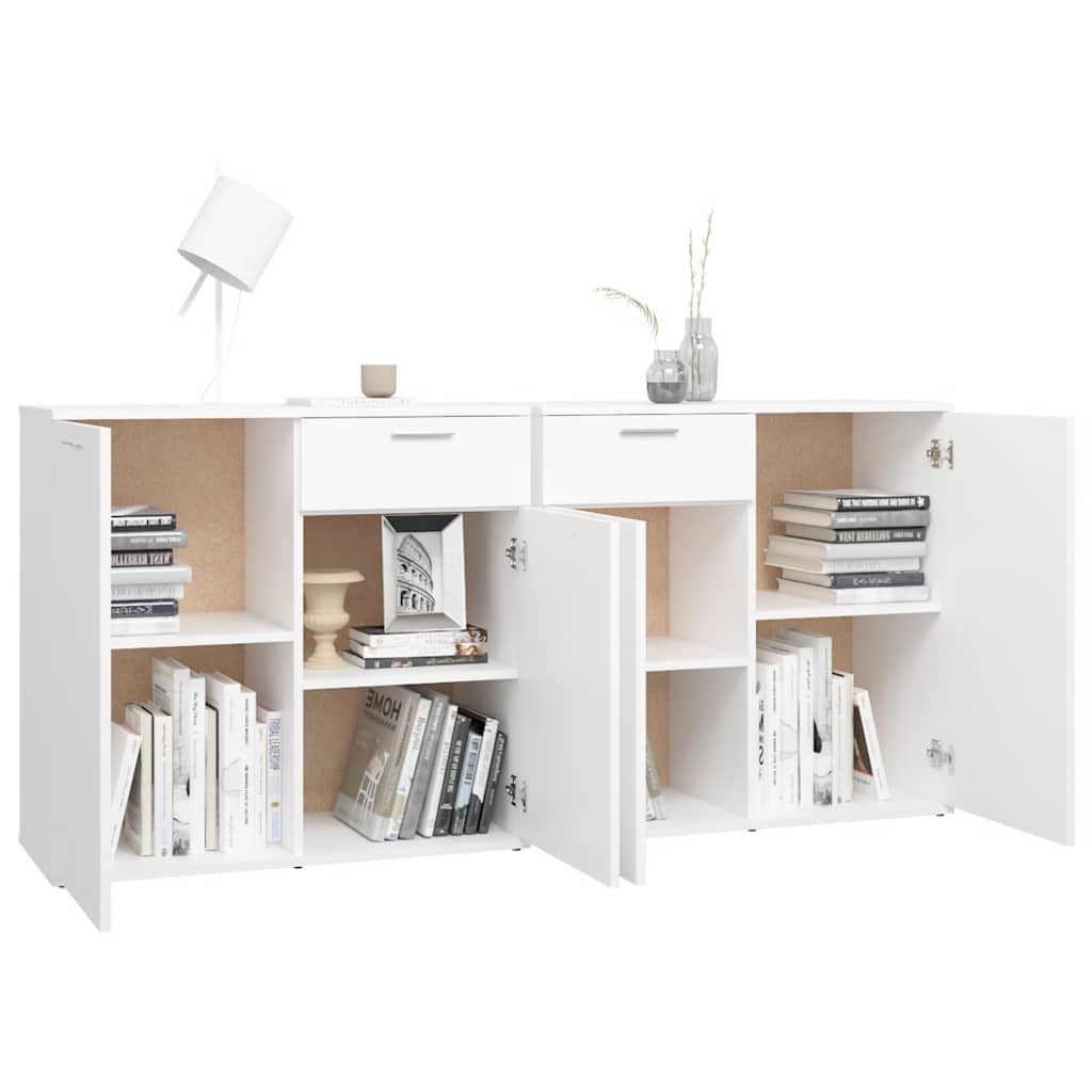 White Sideboard 160cm Engineered Wood Storage | Simpledeals