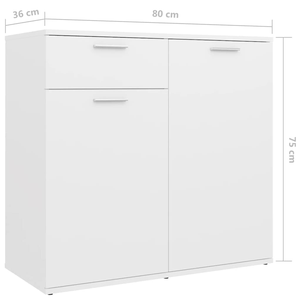 White Sideboard 160cm Engineered Wood Storage | Simpledeals