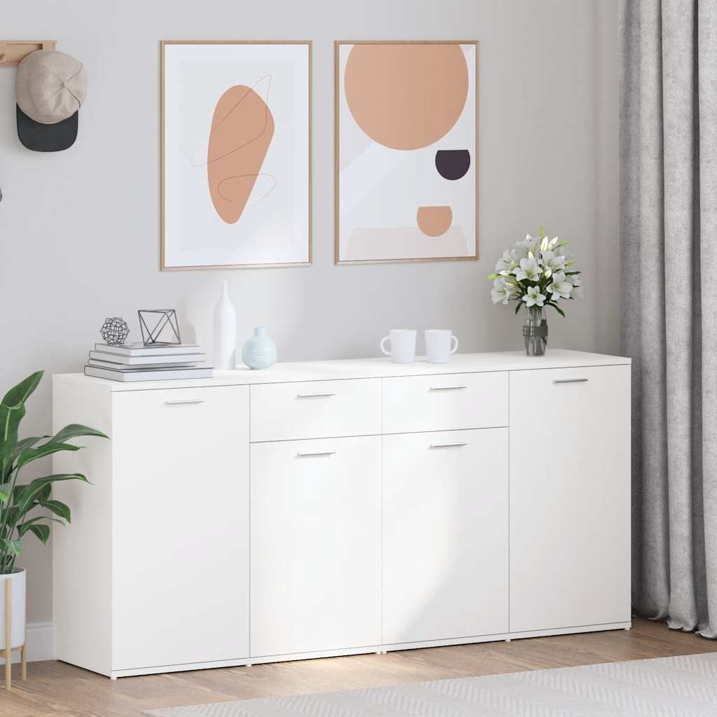 White Sideboard 160cm Engineered Wood Storage | Simpledeals