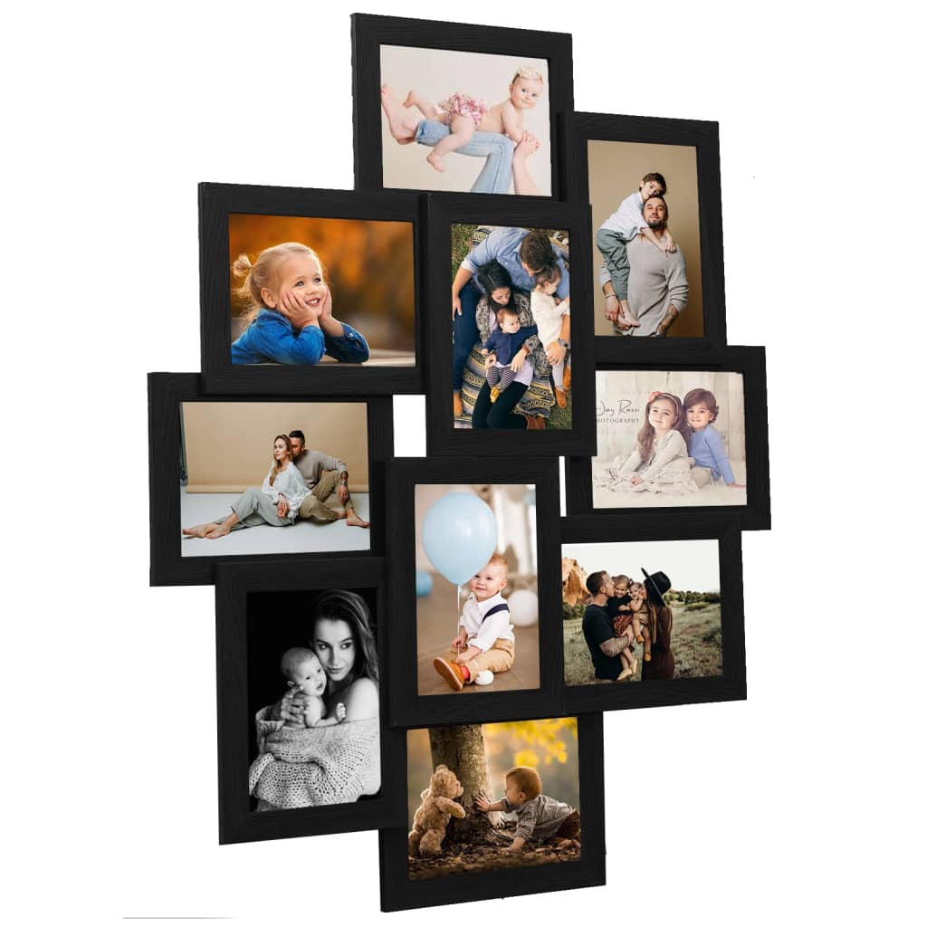 10-Photo Collage Frame 13x18cm Black MDF | Simpledeals