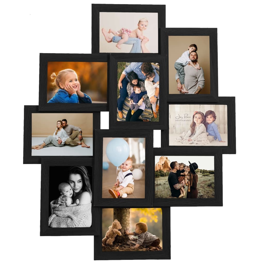 10-Photo Collage Frame 13x18cm Black MDF | Simpledeals