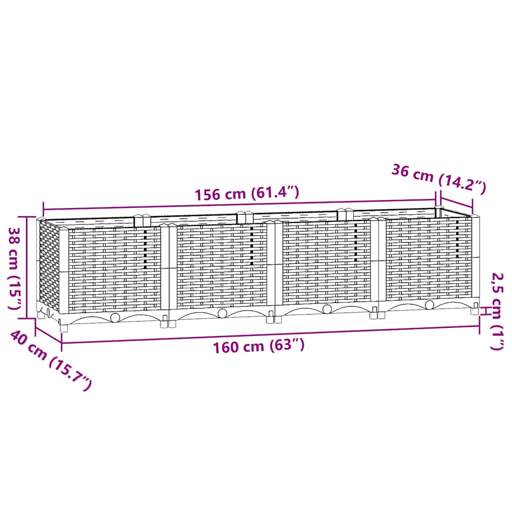 Raised Garden Bed 160cm Polypropylene Planter | Simpledeals