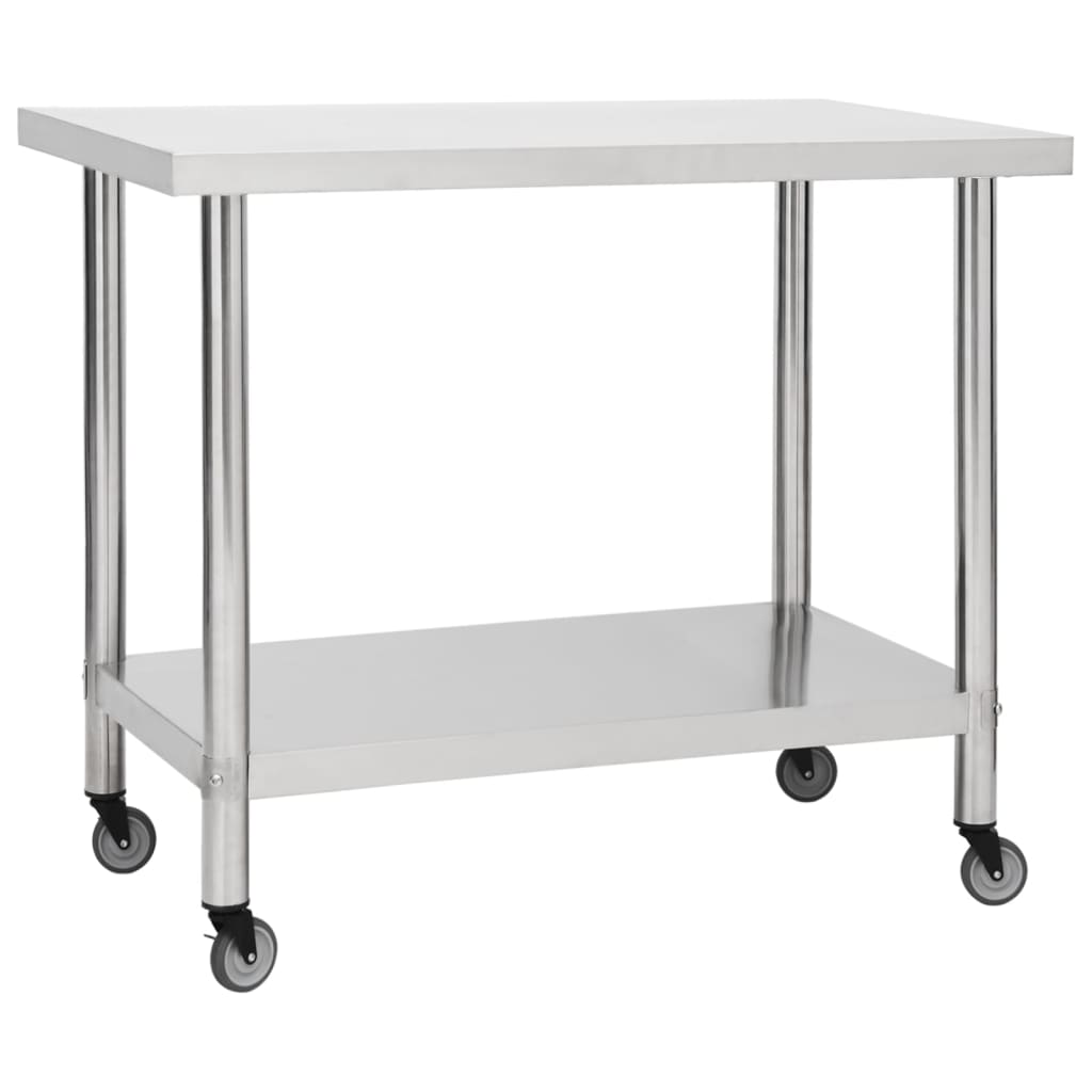 Stainless Steel Kitchen Work Table Wheels 80x60 | Simpledeals