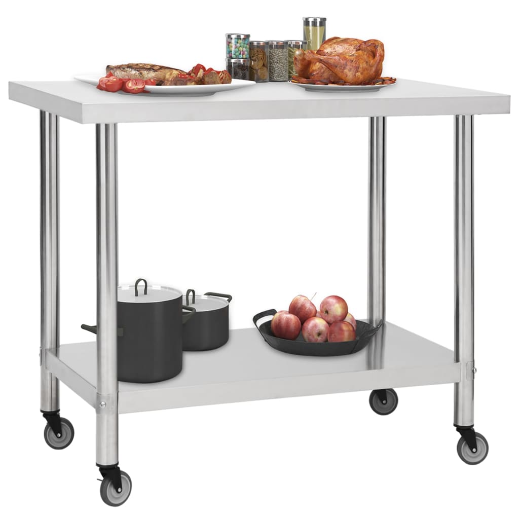 Stainless Steel Kitchen Work Table Wheels 80x60 | Simpledeals