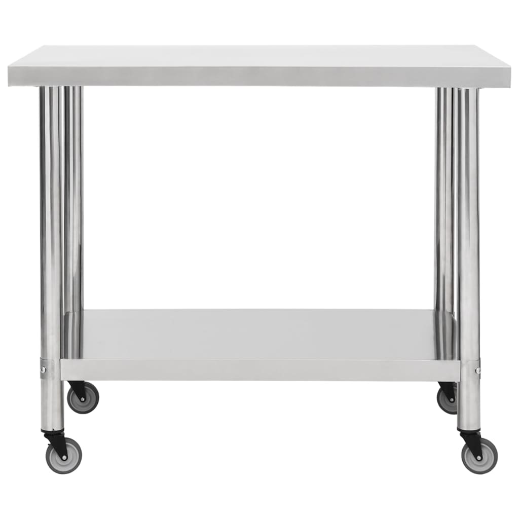 Stainless Steel Kitchen Work Table Wheels 80x60 | Simpledeals