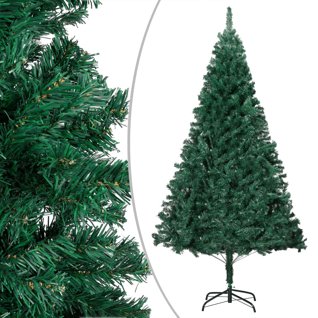 Lush Green Radiance: LED-Lit PVC Artificial Christmas Tree with Ornament Set