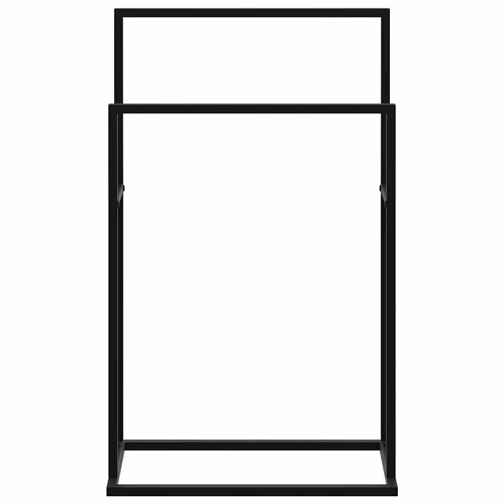Freestanding Towel Rack Black Iron 2-Tier | Simpledeals
