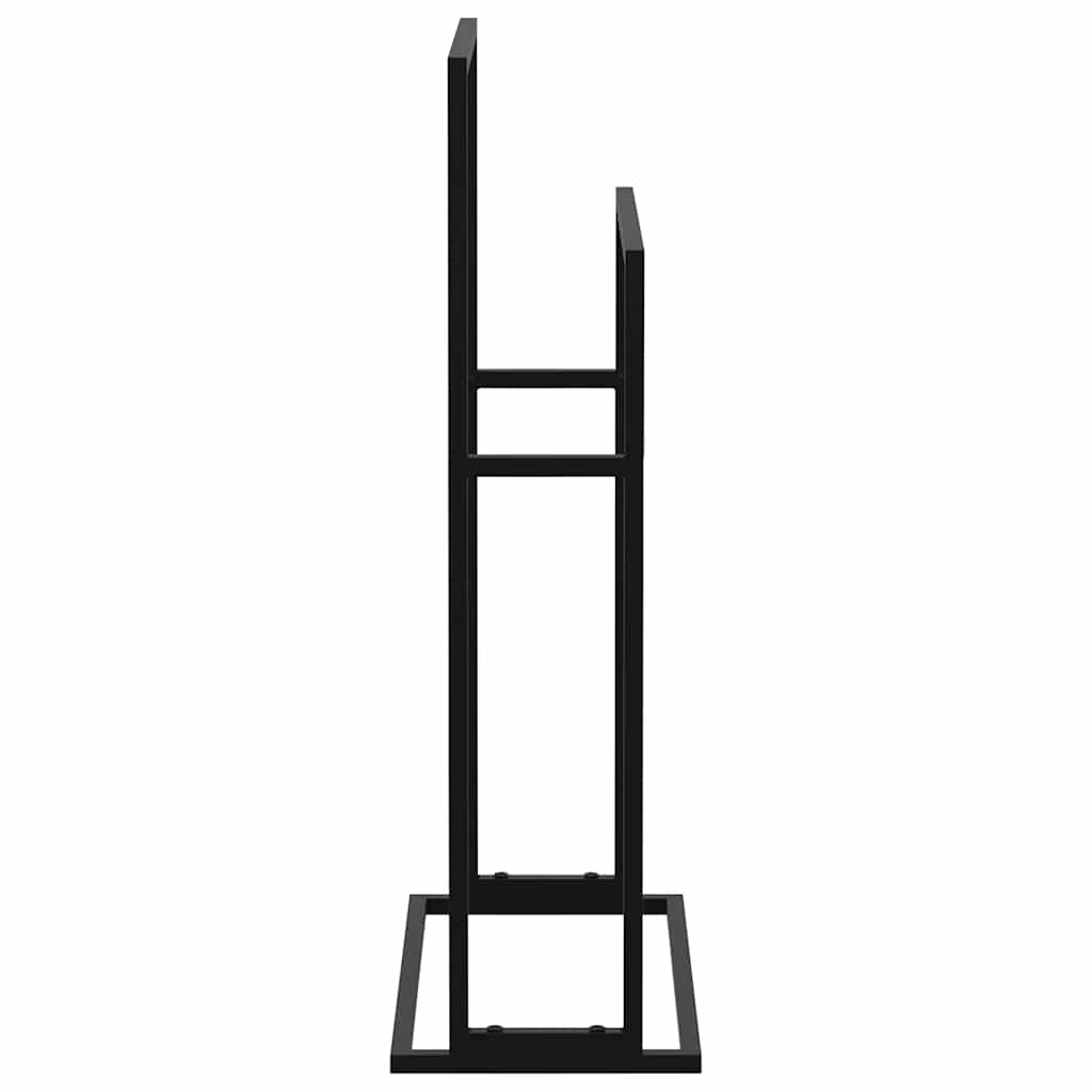 Freestanding Towel Rack Black Iron 2-Tier | Simpledeals