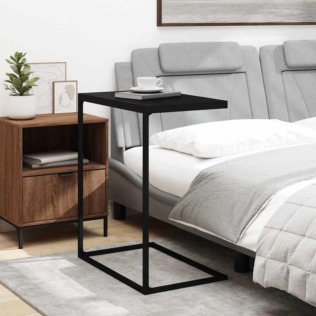 C-Shape Side Table Black Engineered Wood | Simpledeals