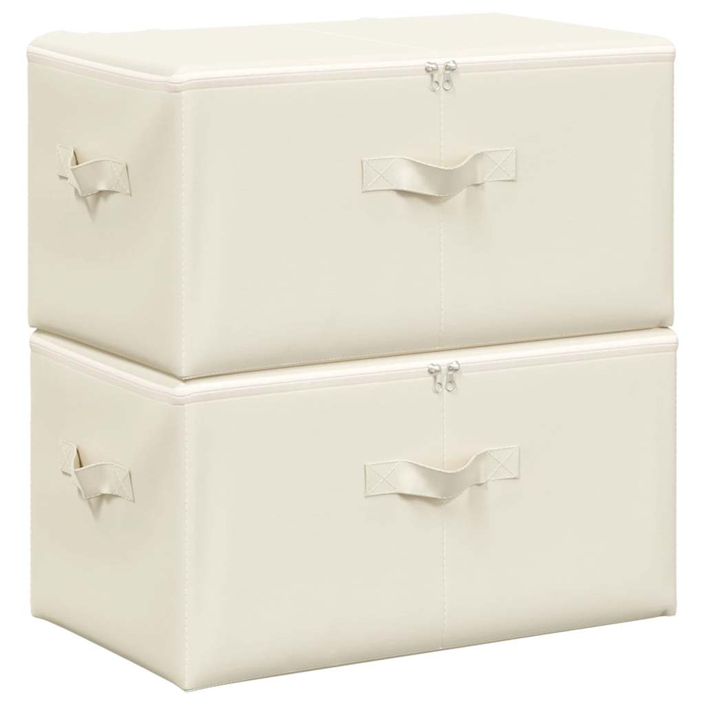 Fabric Storage Boxes 2 Pack Foldable Cream | Simpledeals