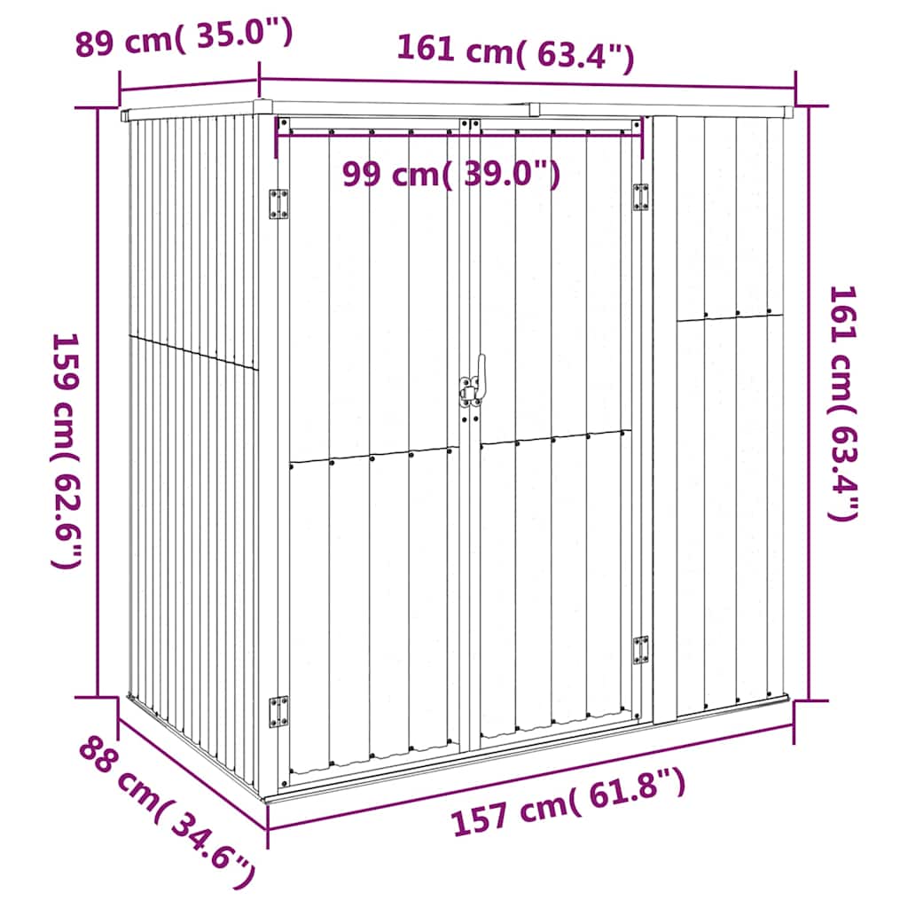 Steel Garden Tool Shed Anthracite 161x89cm | Simpledeals