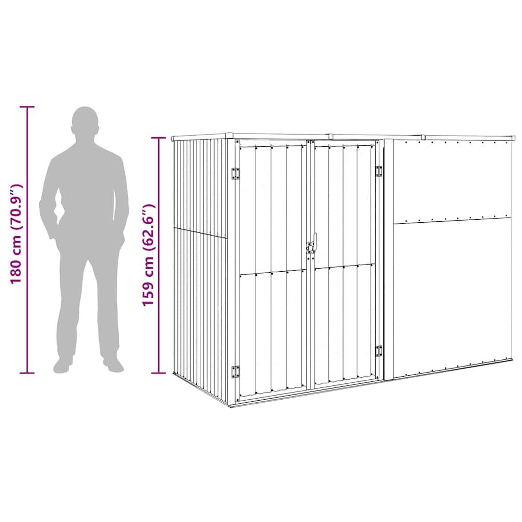 Galvanised Steel Garden Tool Shed 225cm | Simpledeals