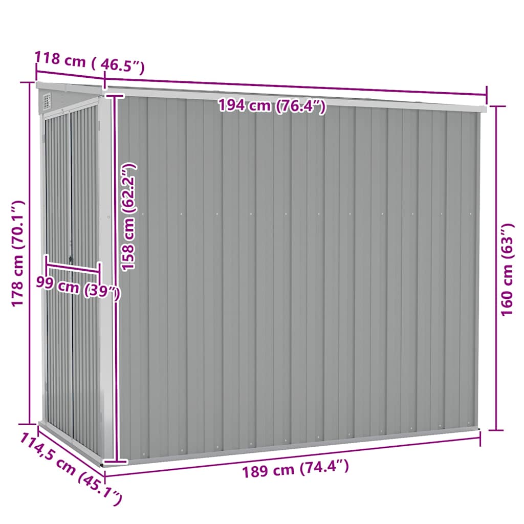 Wall Mounted Garden Shed Galvanised Steel Grey | Simpledeals
