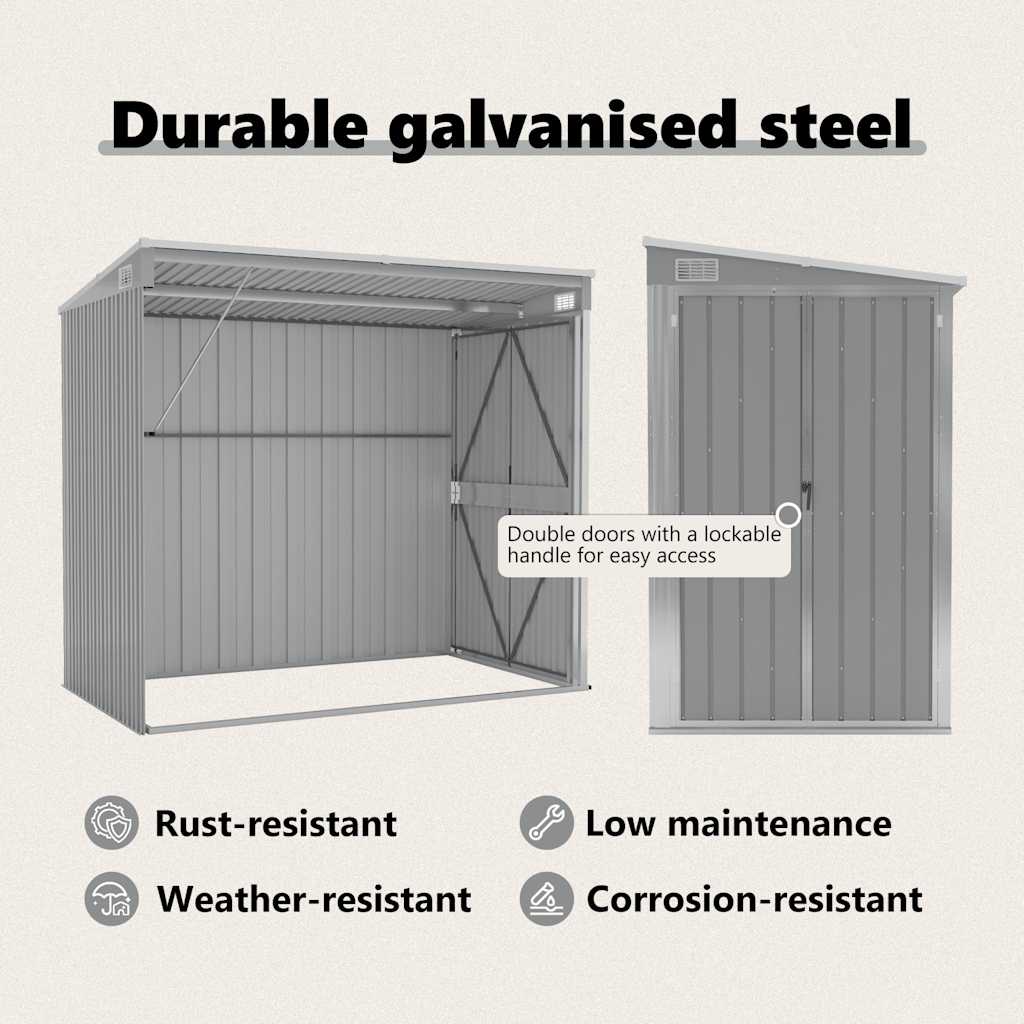Wall Mounted Garden Shed Galvanised Steel Grey | Simpledeals