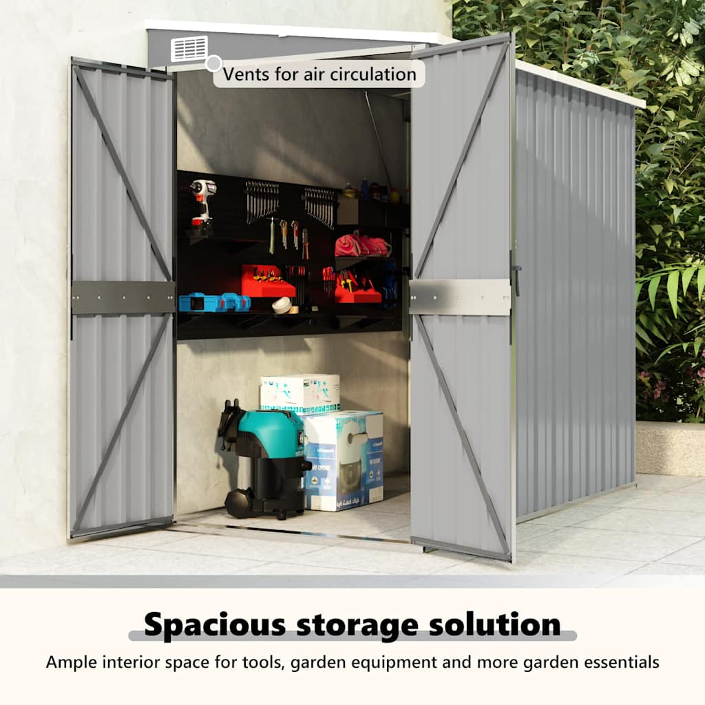 Wall Mounted Garden Shed Galvanised Steel Grey | Simpledeals