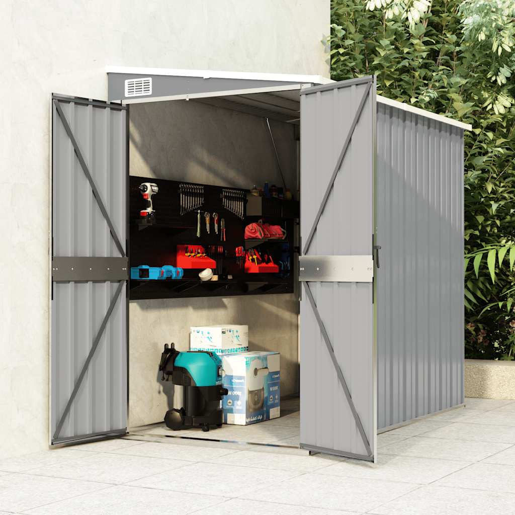 Wall Mounted Garden Shed Galvanised Steel Grey | Simpledeals