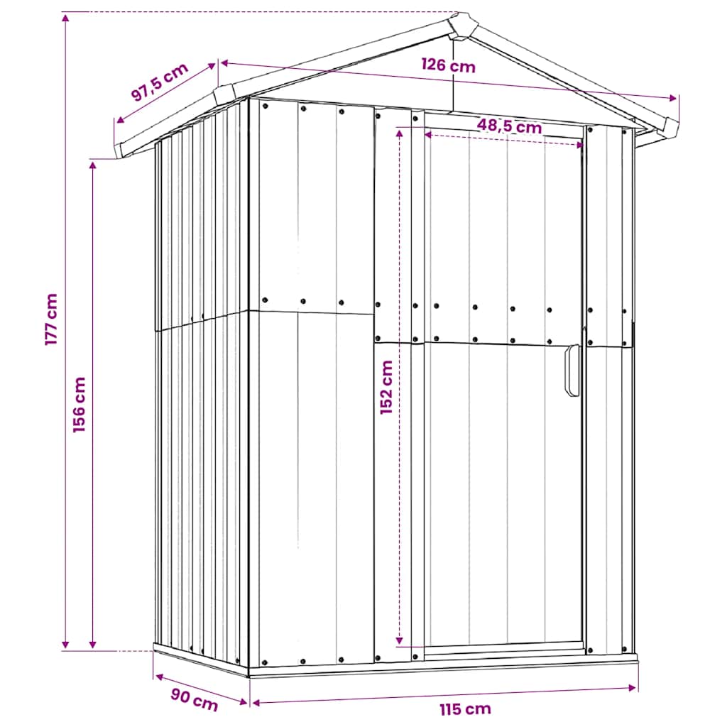 Steel Garden Shed Anthracite 126x97cm | Simpledeals