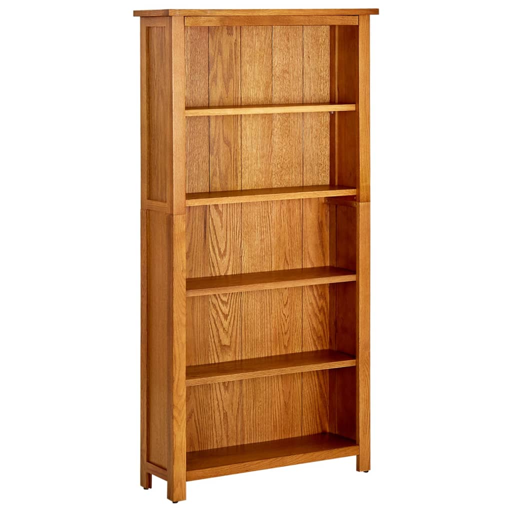 Solid Oak 5-Tier Bookcase 140cm Shelving Unit | Simpledeals