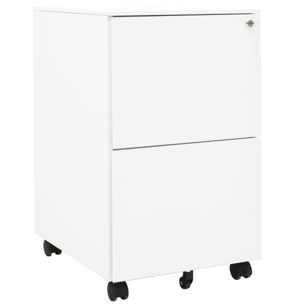 Mobile Steel File Cabinet 2 Drawer White | Simpledeals