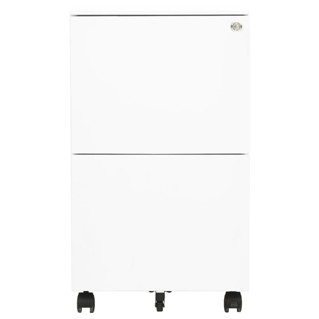 Mobile Steel File Cabinet 2 Drawer White | Simpledeals
