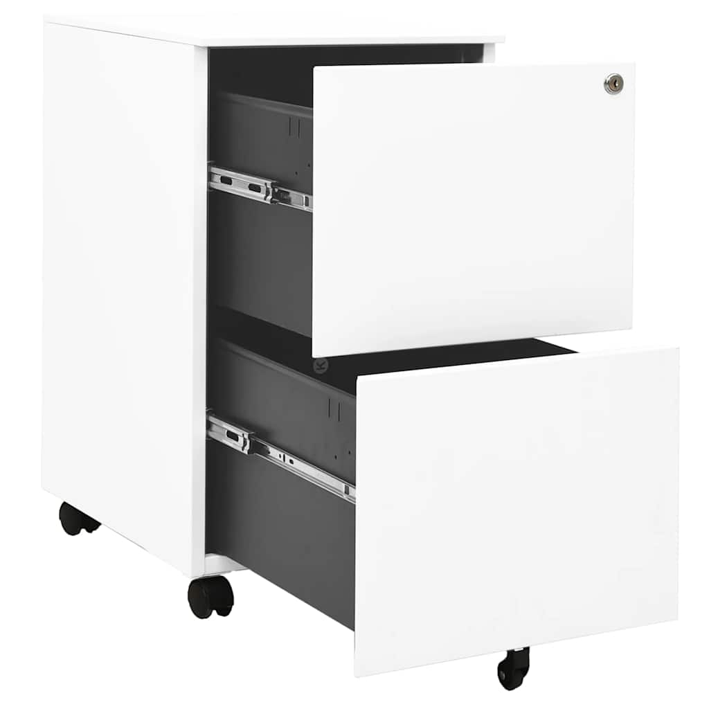 Mobile Steel File Cabinet 2 Drawer White | Simpledeals