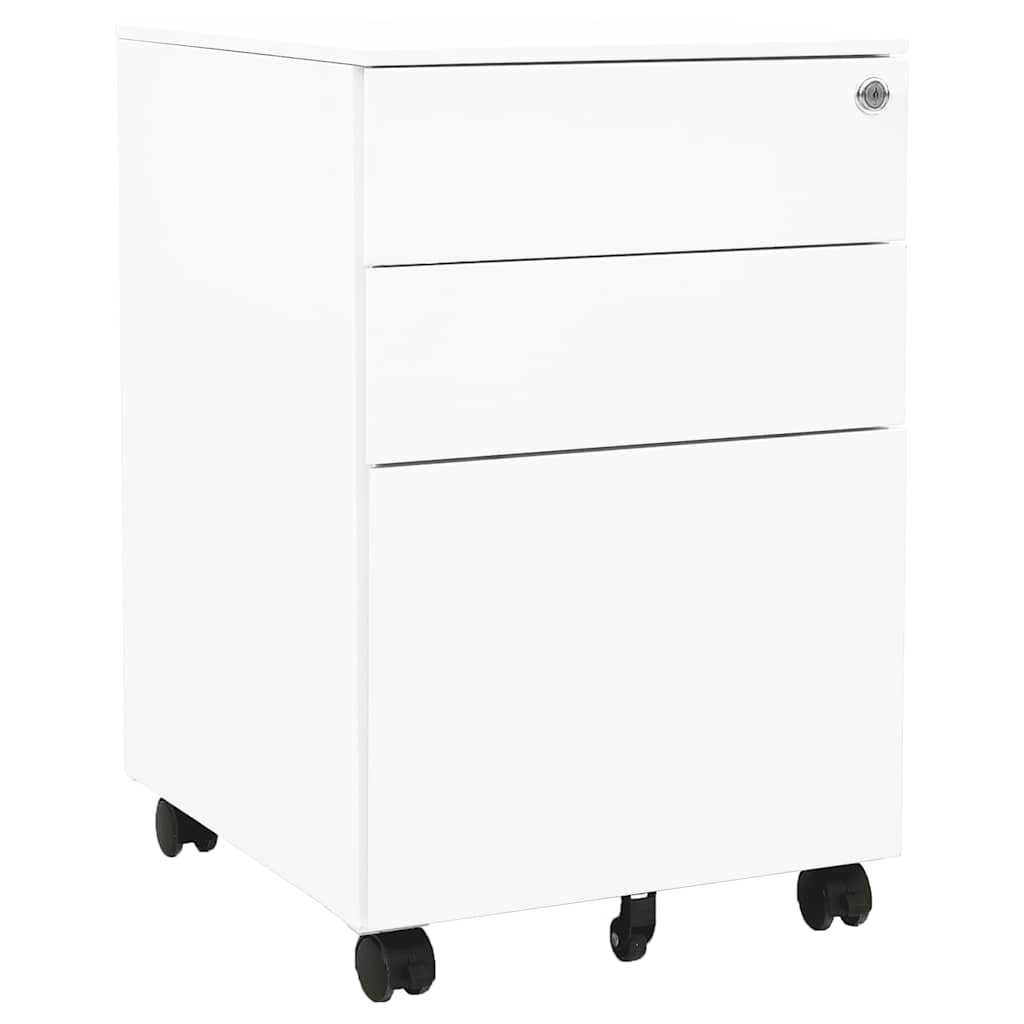 Mobile Steel File Cabinet 3 Drawer White | Simpledeals