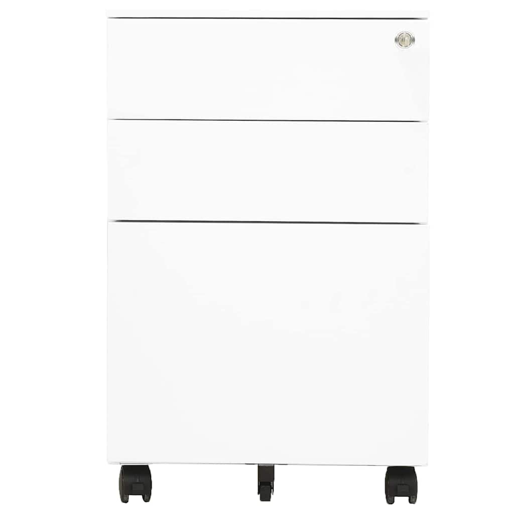 Mobile Steel File Cabinet 3 Drawer White | Simpledeals