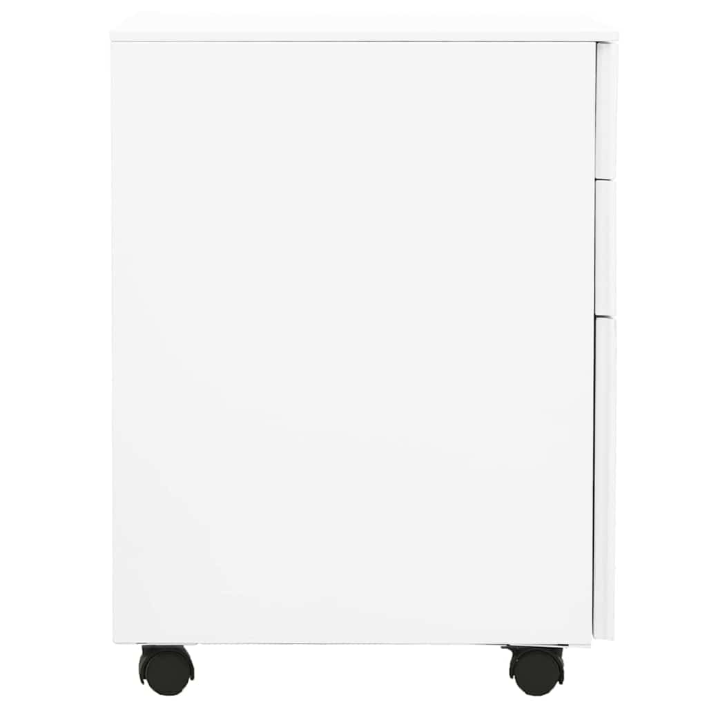 Mobile Steel File Cabinet 3 Drawer White | Simpledeals