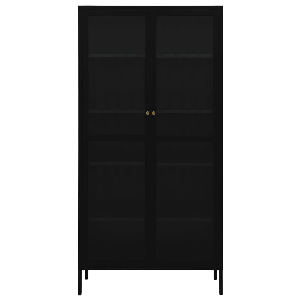 Black Steel Glass Display Cabinet 4 Shelves | Simpledeals