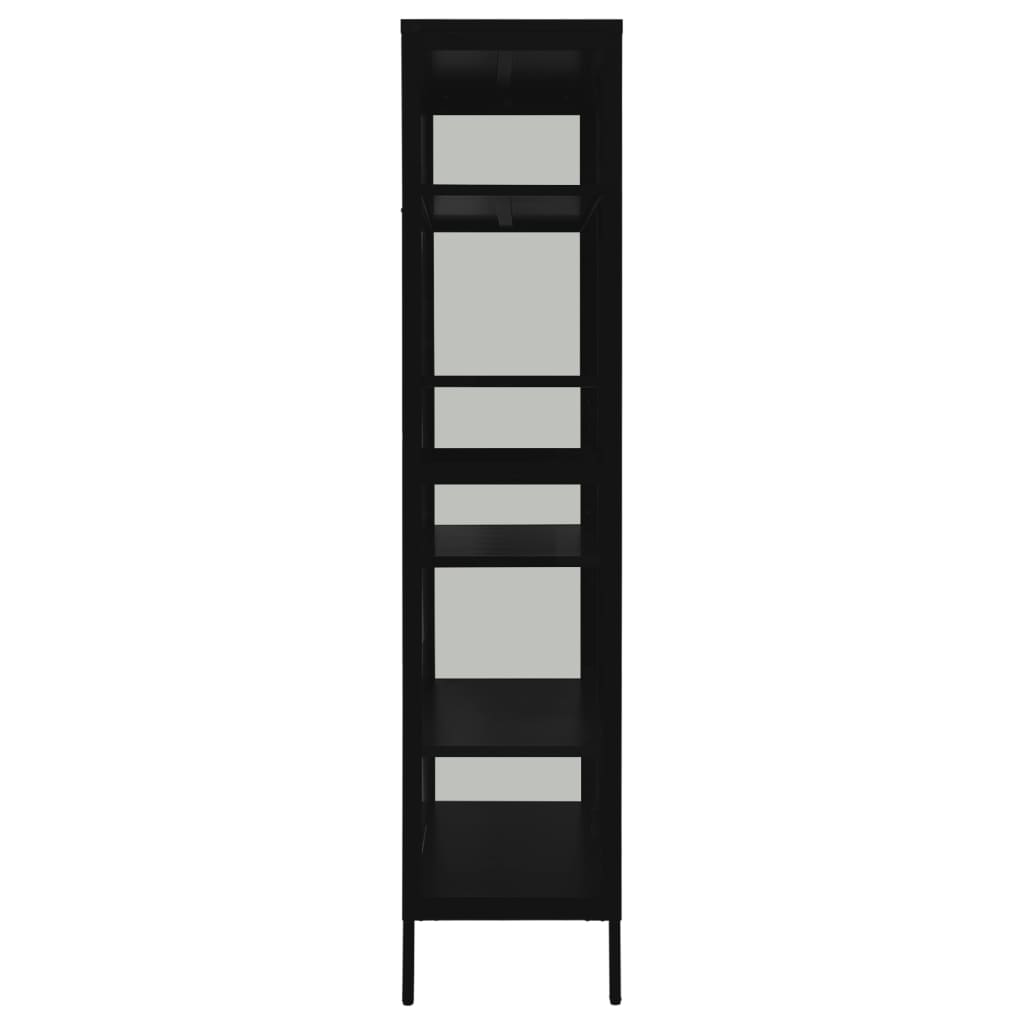 Black Steel Glass Display Cabinet 4 Shelves | Simpledeals