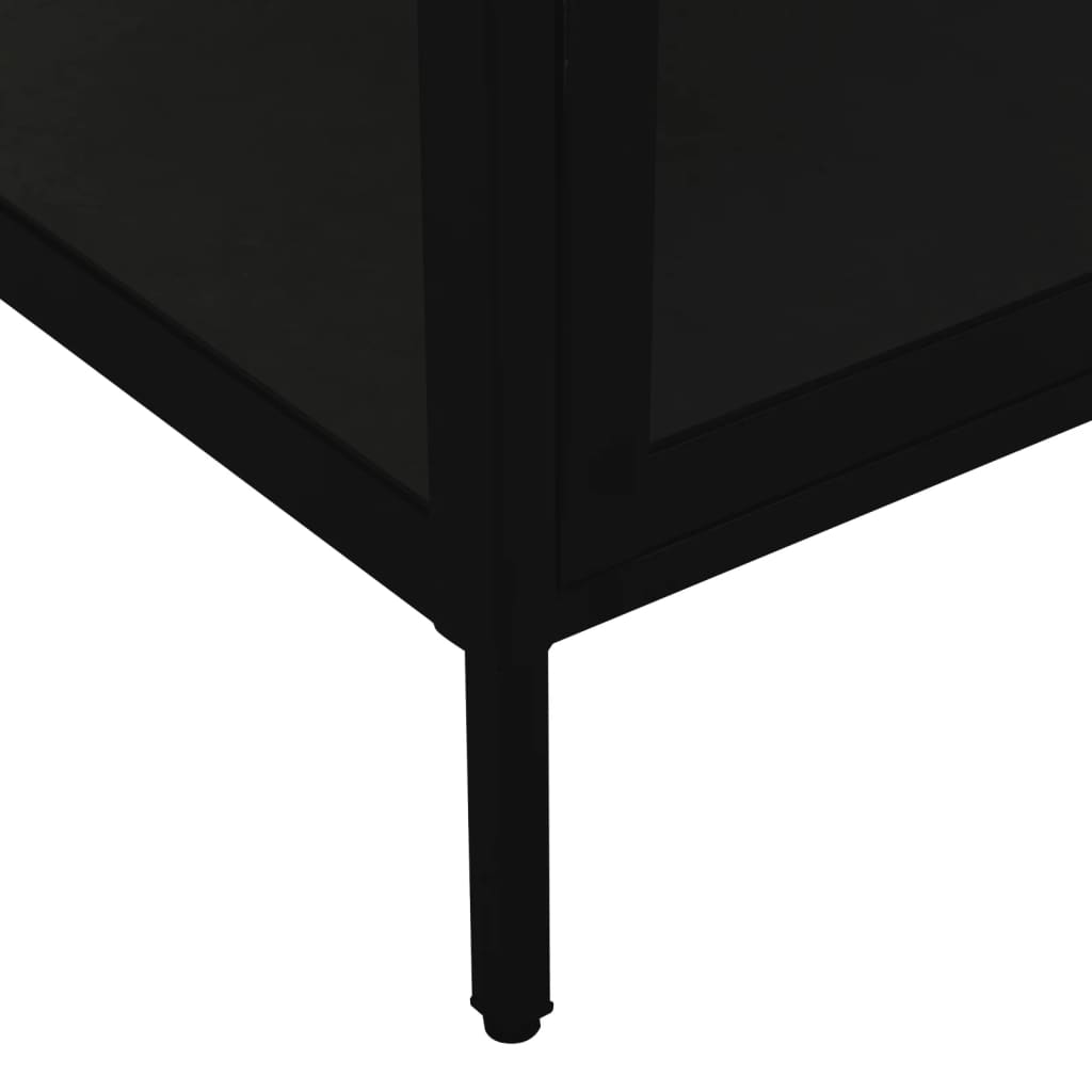 Black Steel Glass Display Cabinet 4 Shelves | Simpledeals