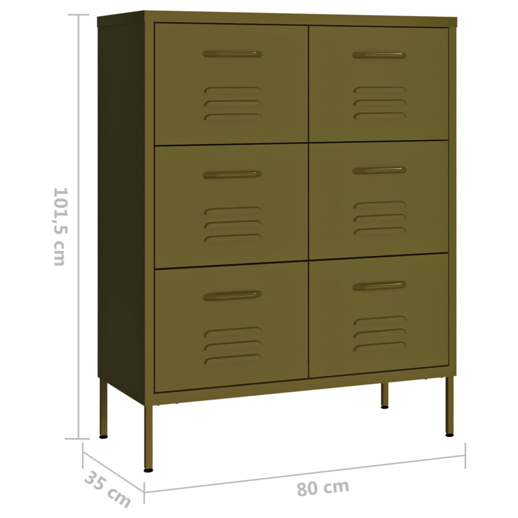 Drawer Cabinet Olive Green Steel