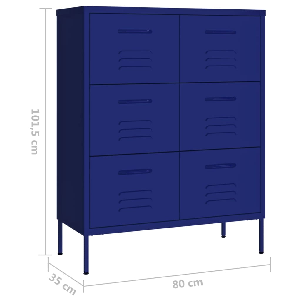 Drawer Cabinet Navy Blue Steel