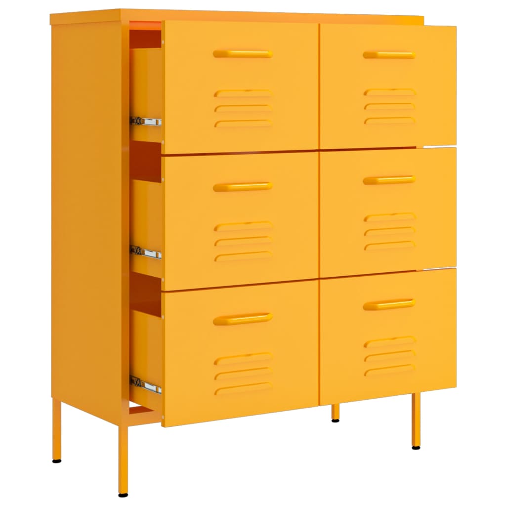 Drawer Cabinet Mustard Yellow Steel