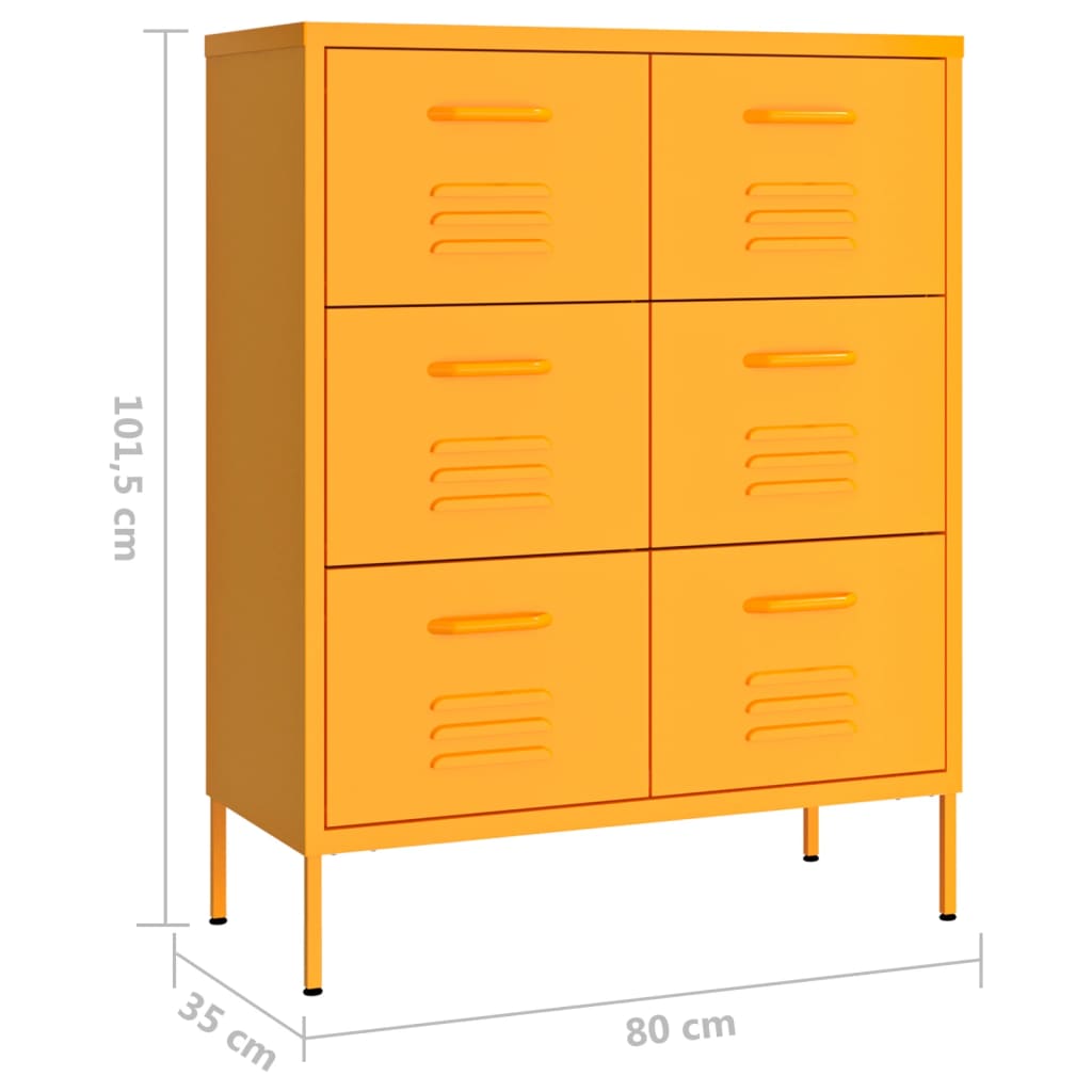Drawer Cabinet Mustard Yellow Steel