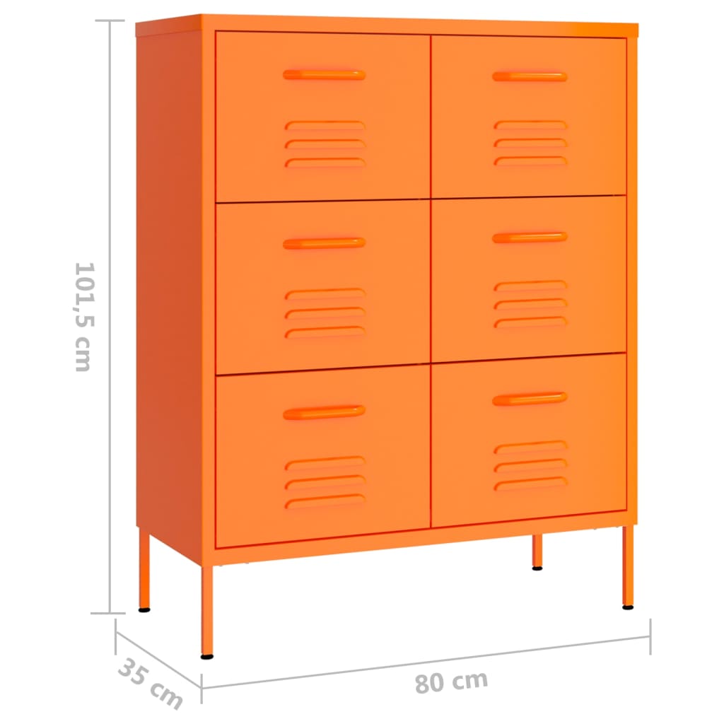 Drawer Cabinet Orange Steel, Orange colour