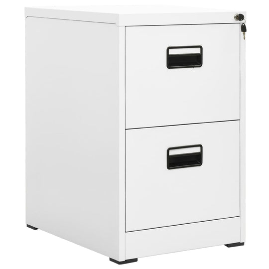 Steel Filing Cabinet 2 Drawer White Office Storage