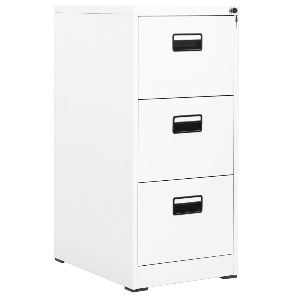 Steel Filing Cabinet 3 Drawer White 102.5cm | Simpledeals