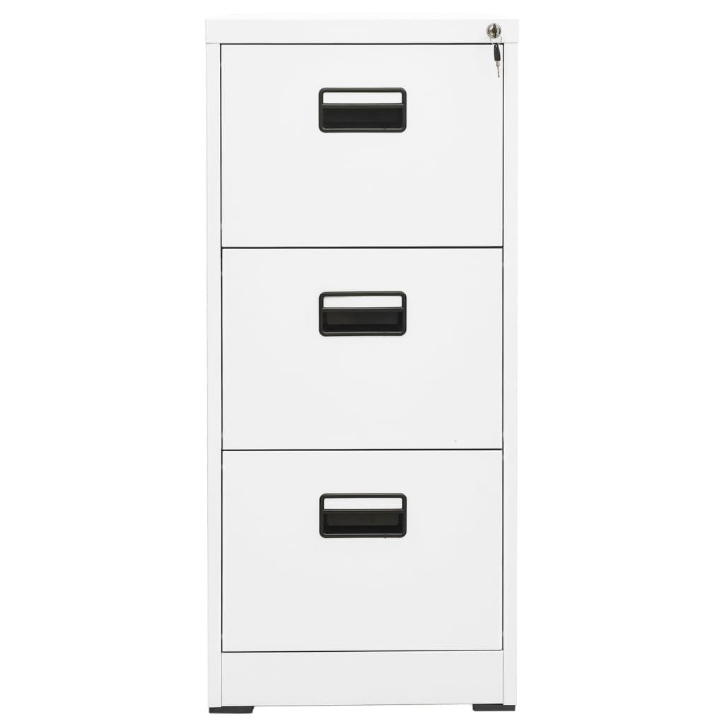 Steel Filing Cabinet 3 Drawer White 102.5cm | Simpledeals