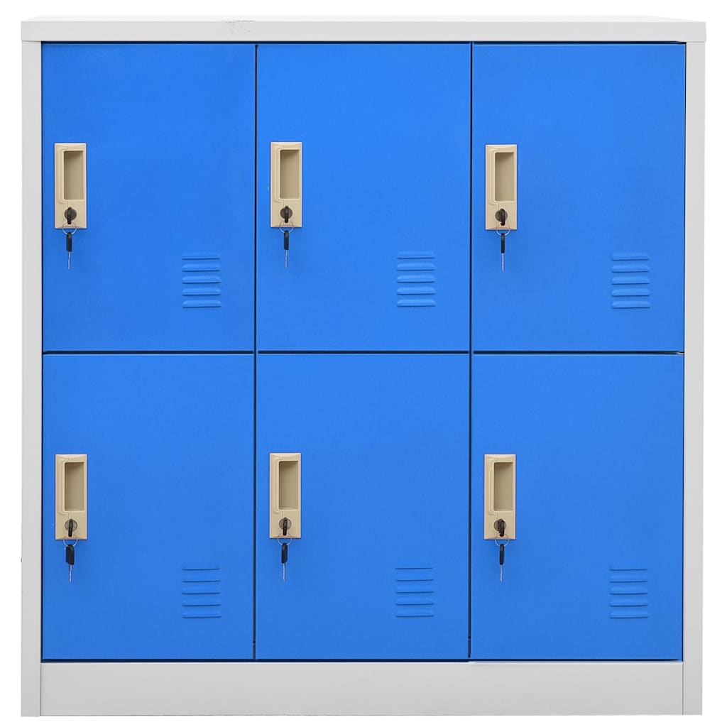 6-Door Steel Locker Cabinet Grey Blue | Simpledeals
