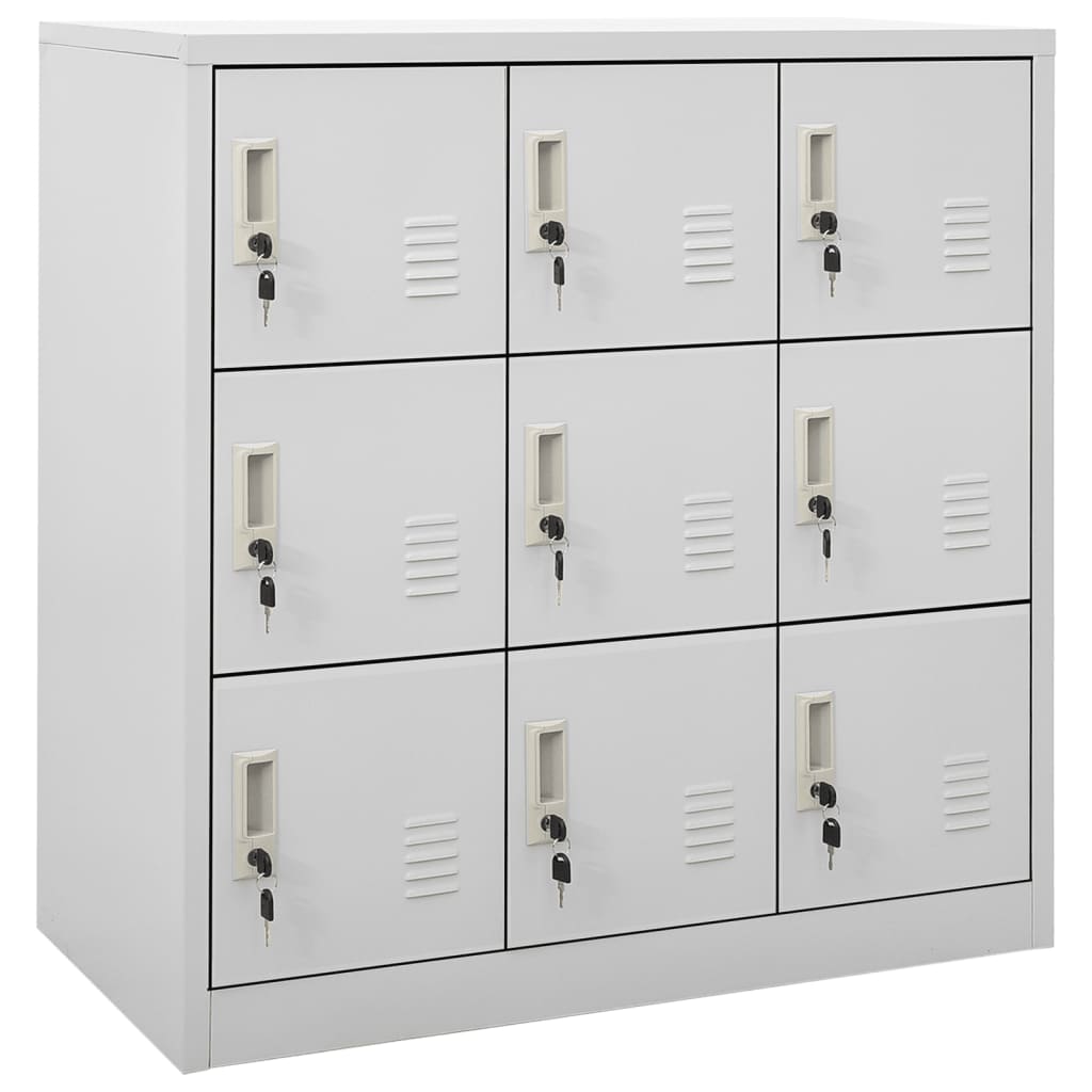 9-Door Steel Locker Cabinet Light Grey | Simpledeals
