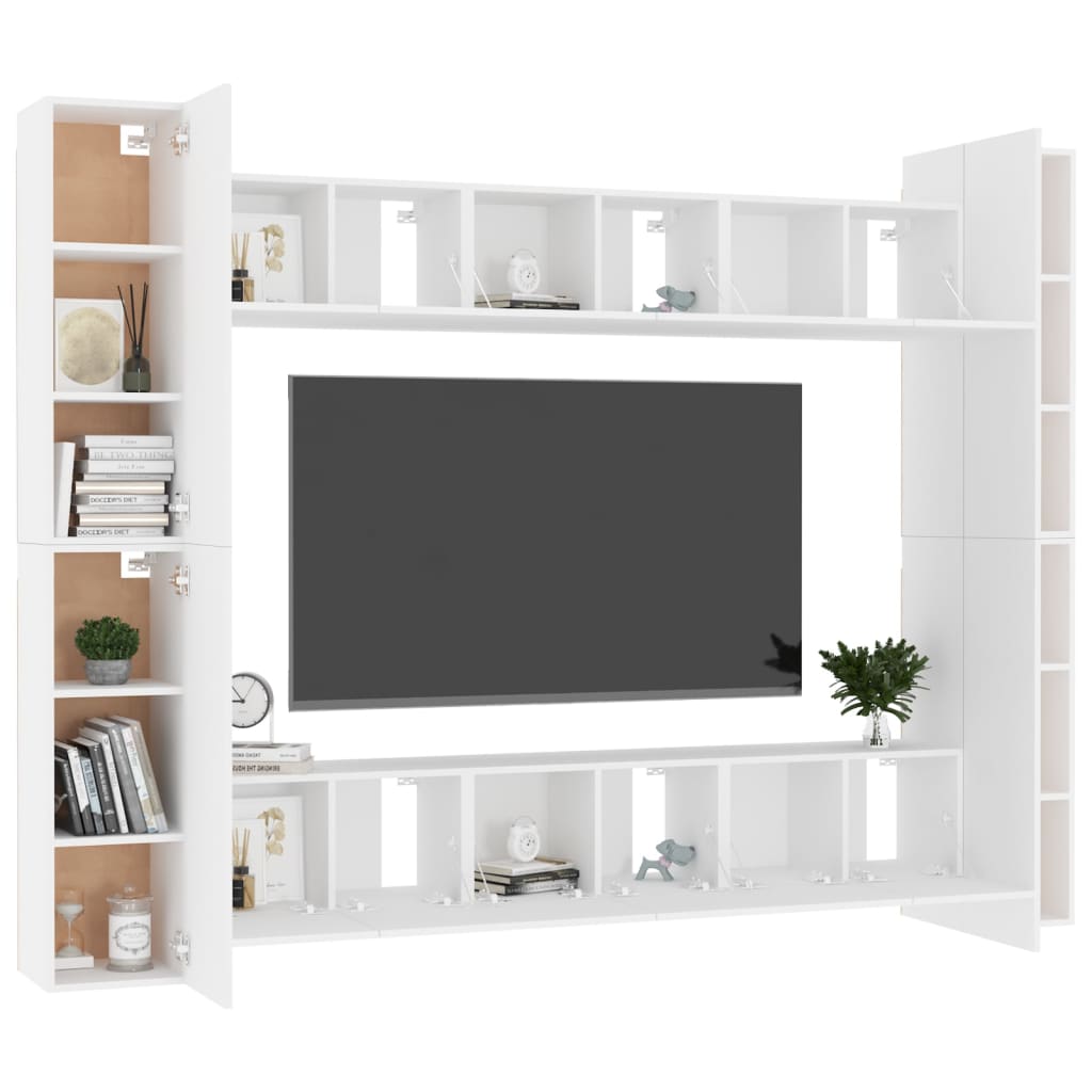 10 Piece TV Cabinet Set White - Engineered Wood