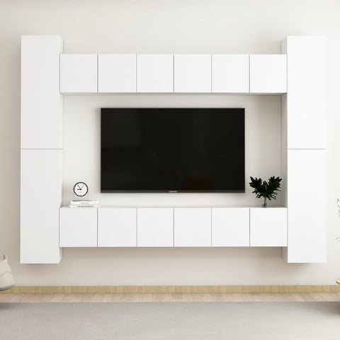 10 Piece TV Cabinet Set White - Engineered Wood
