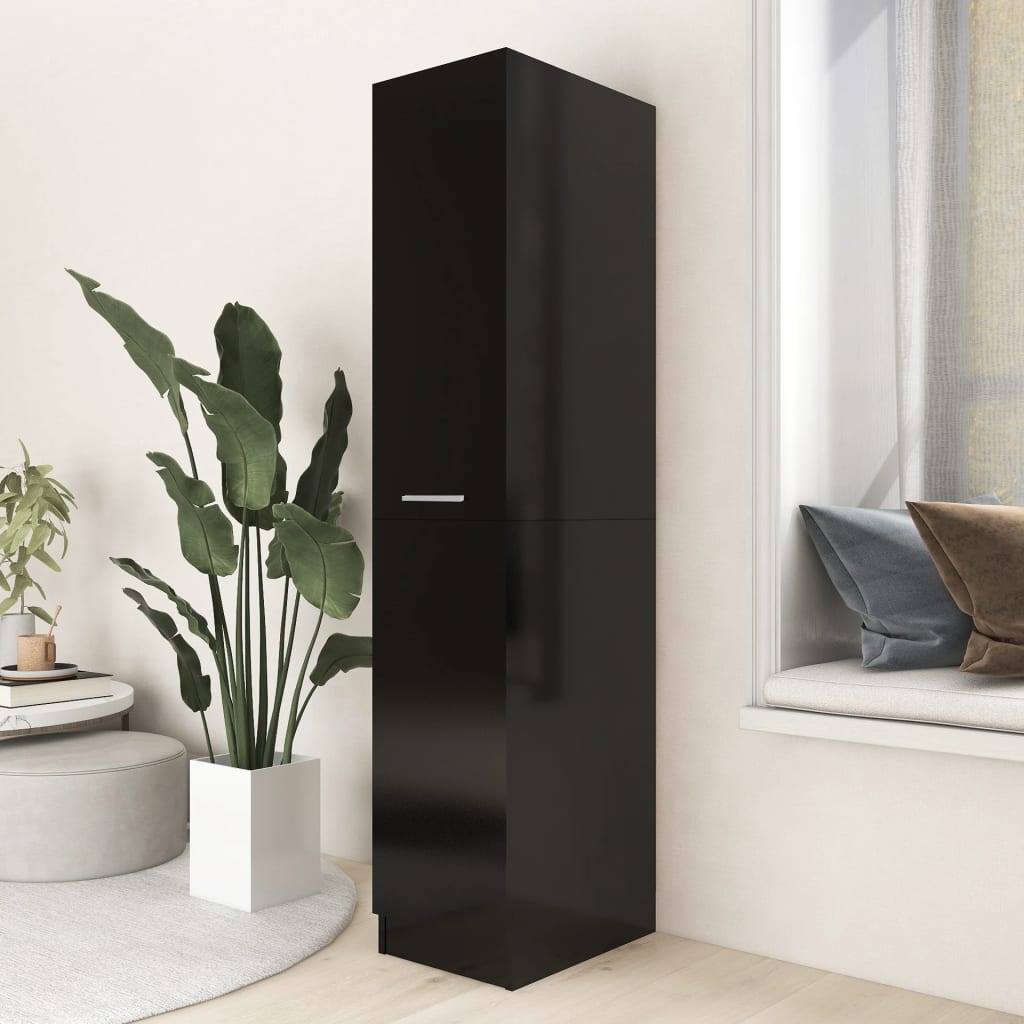 Apothecary Cabinet Black Engineered Wood | Wood finish