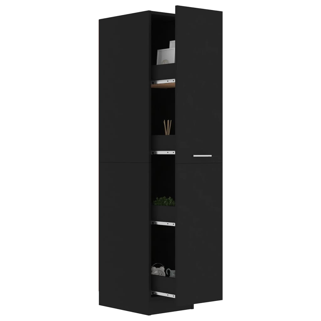 Storage Cabinets & Lockers - Apothecary Cabinet Black Engineered Wood
