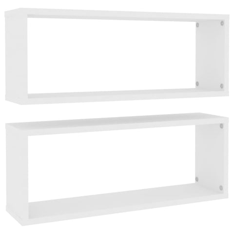 Wall Cube Shelves 2 pcs White Engineered Wood