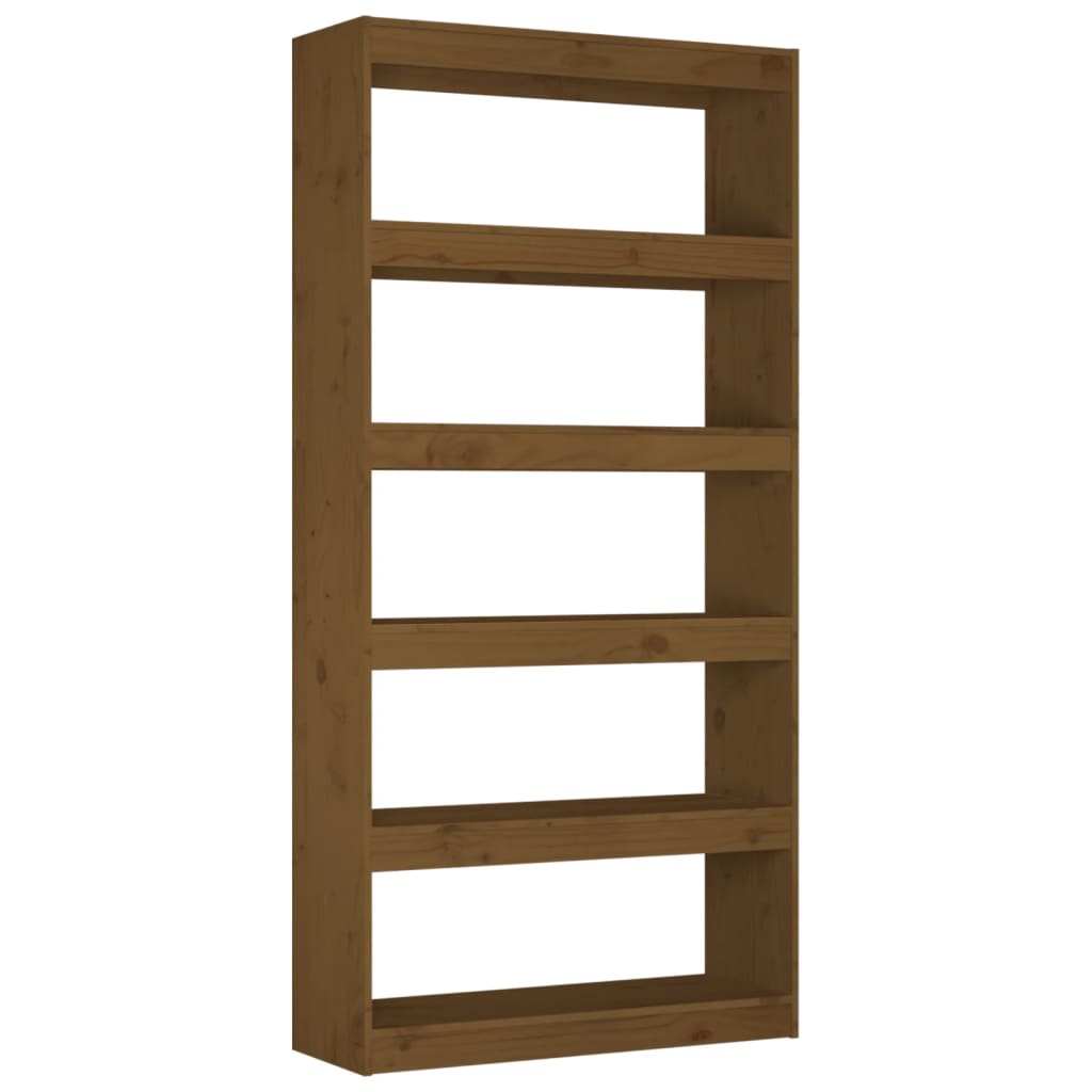 Book Cabinet/Room Divider Honey Brown Wood Pine