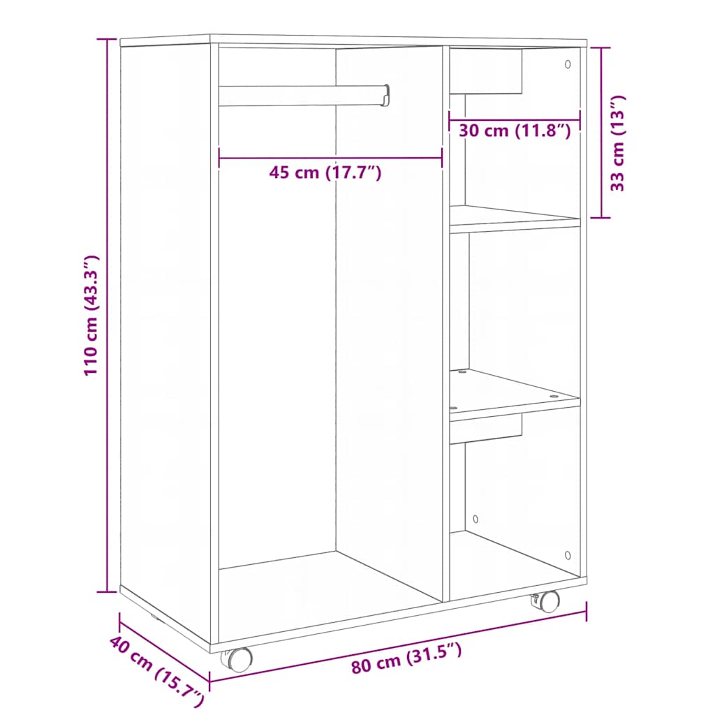 Compact White Wardrobe Engineered Wood 110cm | Simpledeals