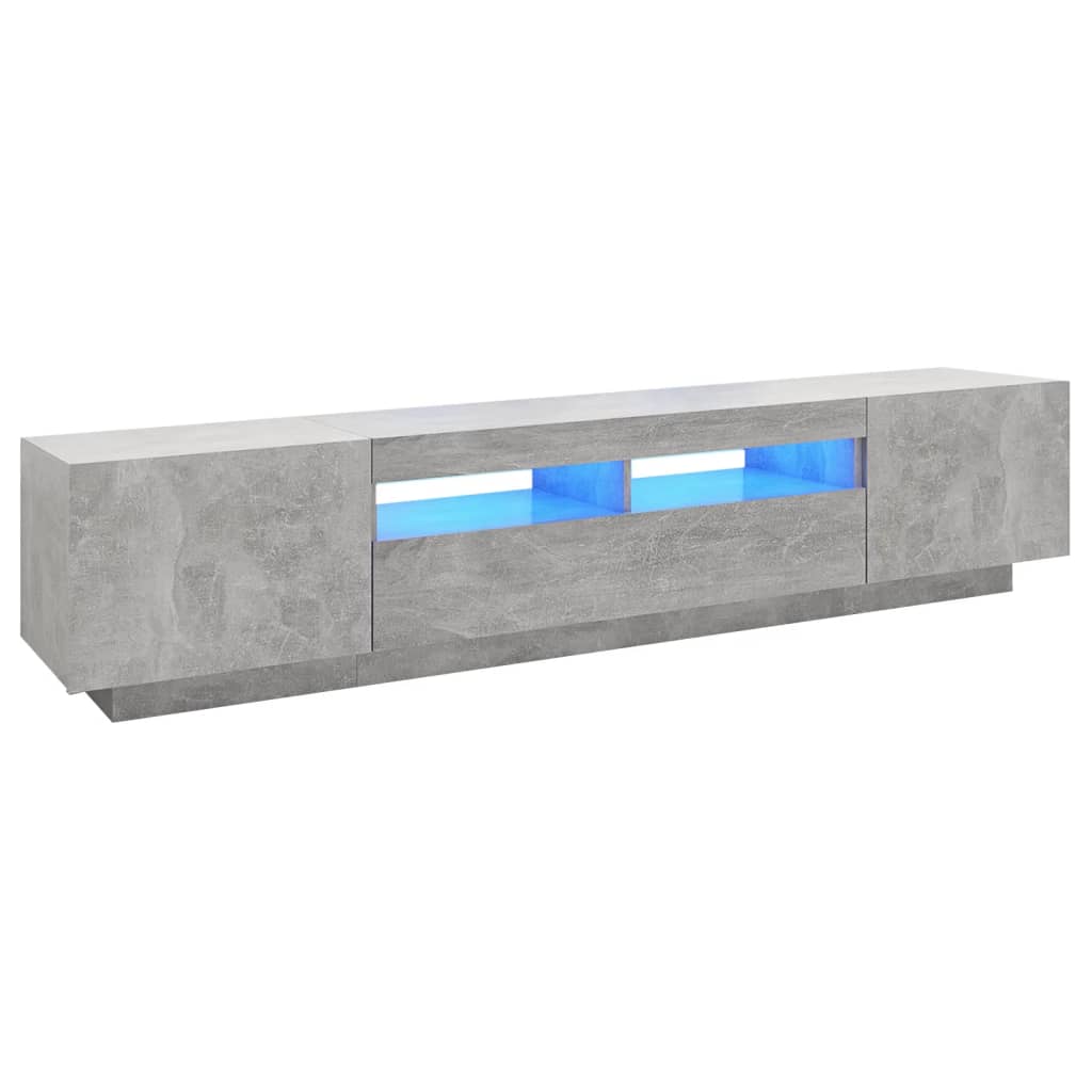200cm TV Cabinet RGB LED Lights Concrete Grey | Simpledeals