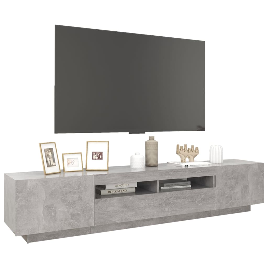 200cm TV Cabinet RGB LED Lights Concrete Grey | Simpledeals